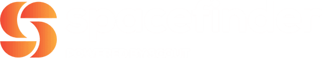 Hvit Logo av Spacefinder, en tjeneste av Scout Eiendom
